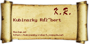 Kubinszky Róbert névjegykártya